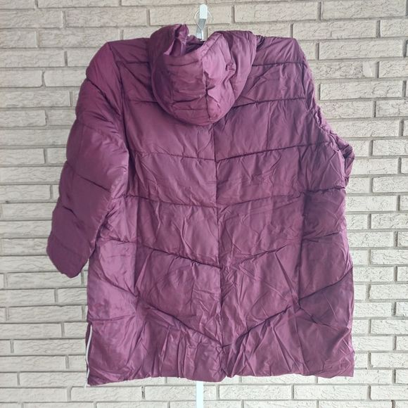 38/40 Ellos Wine Red Burgundy Mid-length Puffer Coat w Pockets & Hood NWT NIB - Picture 9 of 13